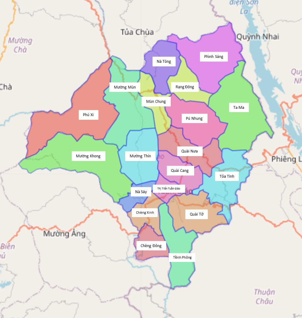 bản đồ hành chính huyện Tuần Giáo