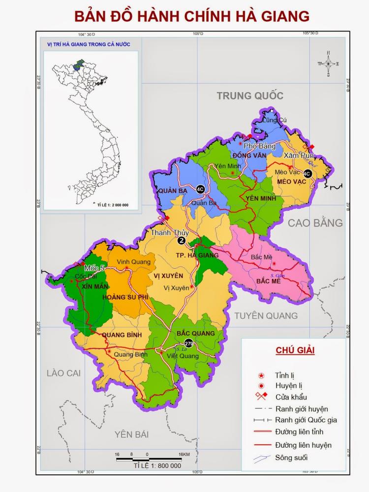 Bản đồ hành chính tỉnh Hà Giang