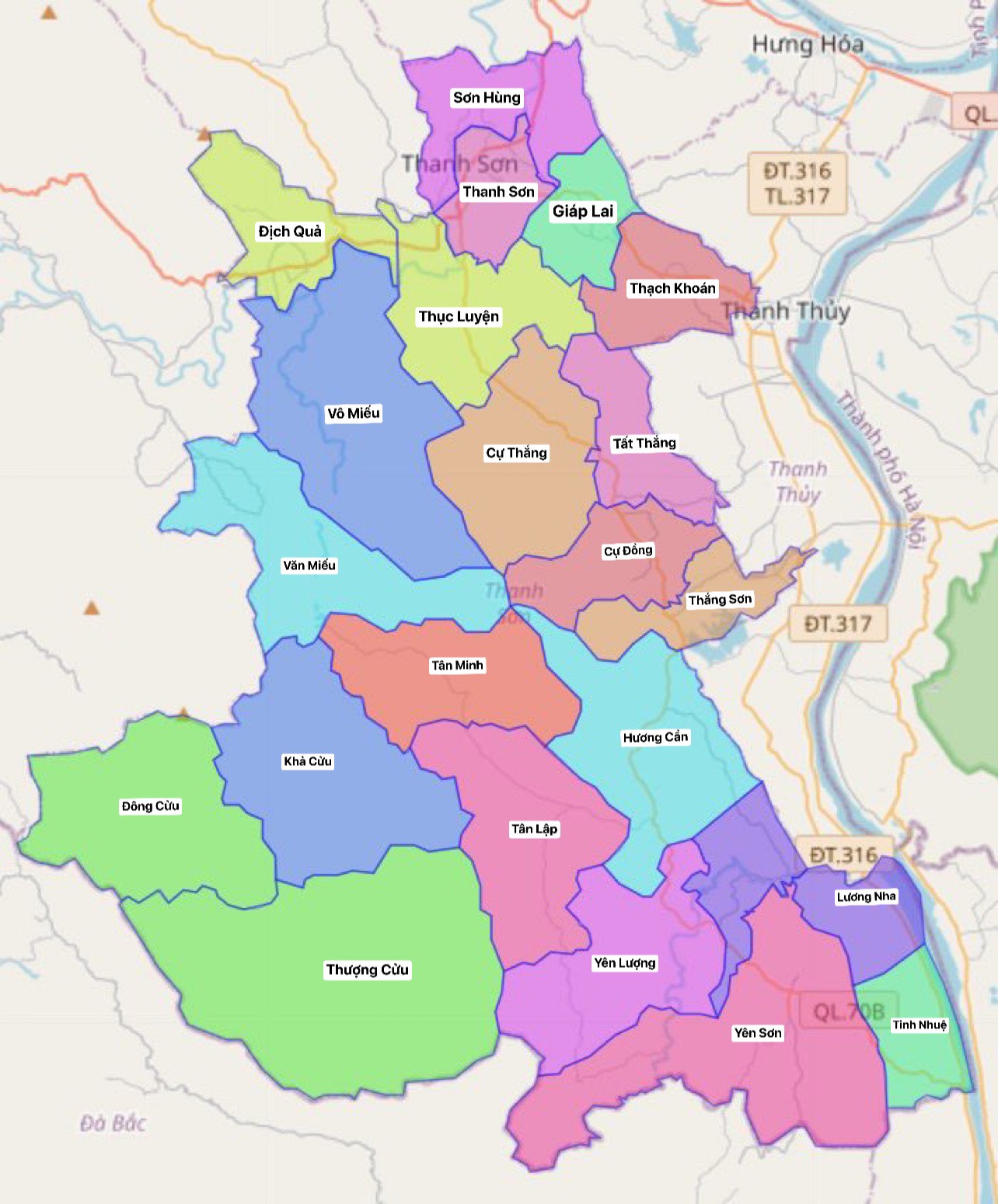 Bản đồ hành chính huyện Thanh Sơn
