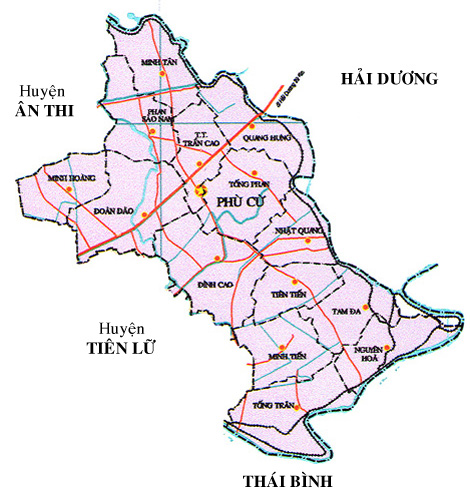 bản đồ hành chính huyện Phù Cừ