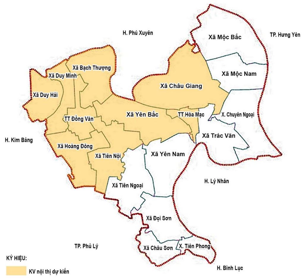 Bản đồ hành chính thị xã Duy Tiên