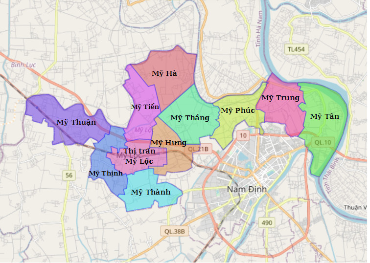 bản đồ hành chính huyện Mỹ Lộc