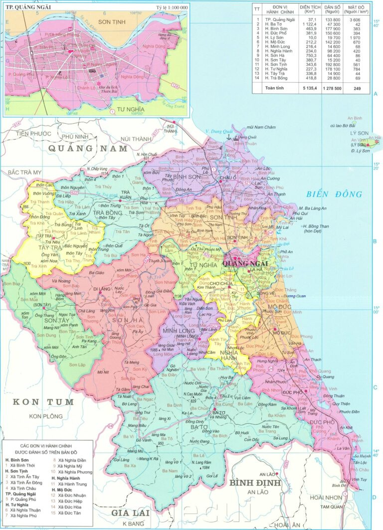 Bản đồ hành chính tỉnh Quảng Ngãi