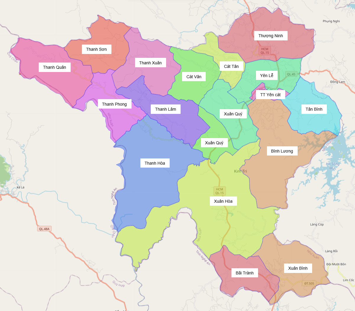 Bản đồ hành chính huyện Như Xuân