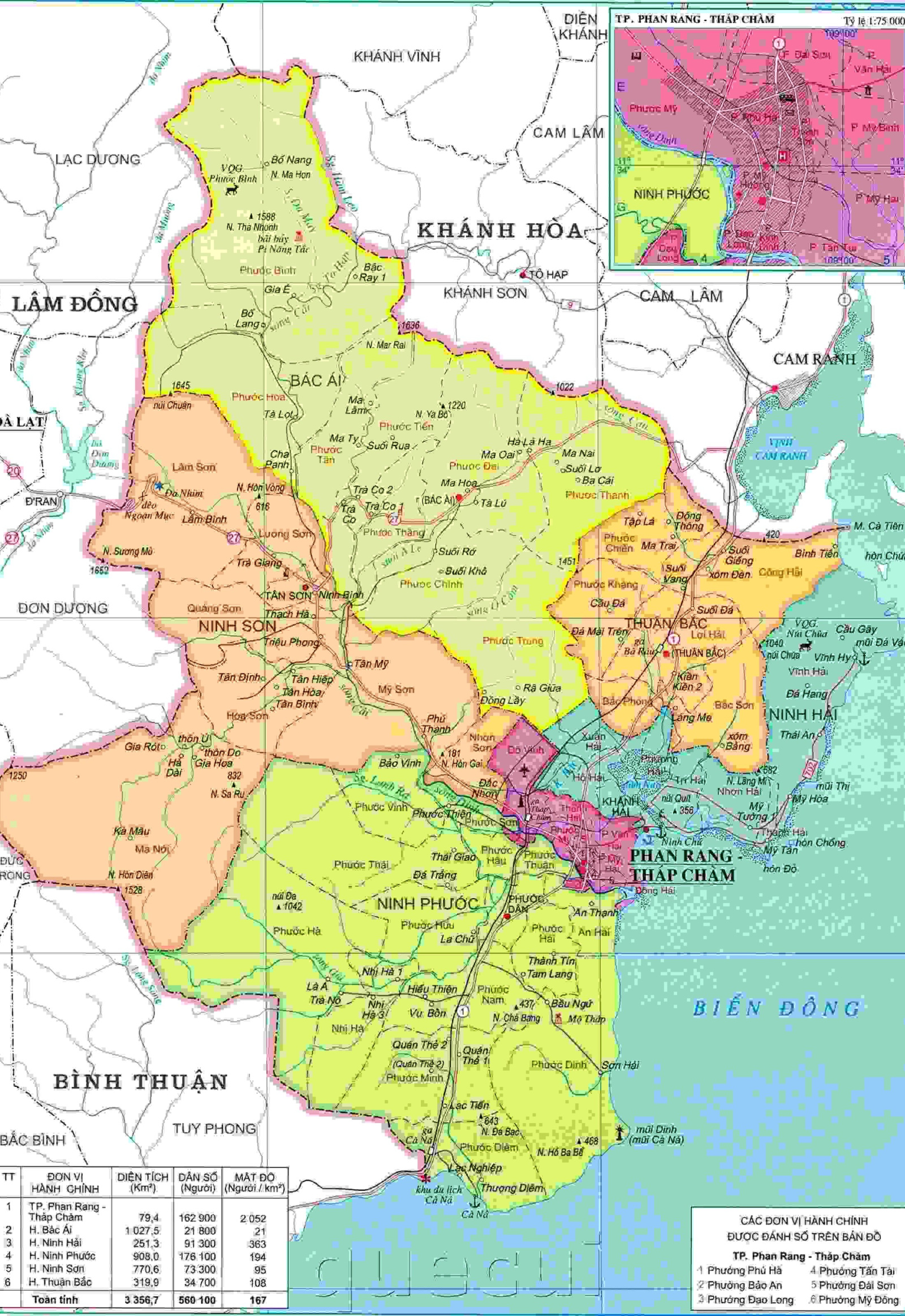 Bản đồ hành chính tỉnh Ninh Thuận
