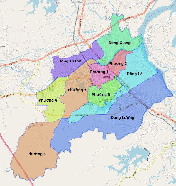 Bản đồ hành chính Thành phố Đông Hà