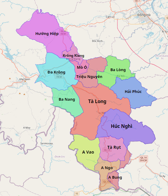 Bản đồ hành chính huyện Đa Krông