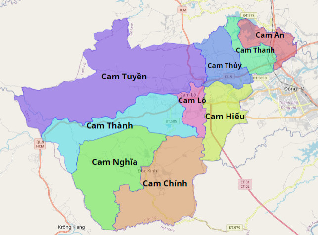 Bản đồ hành chính huyện Cam Lộ