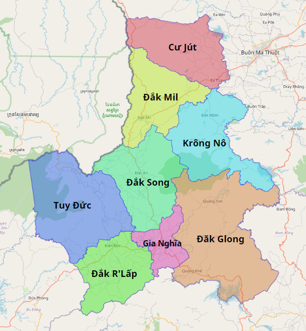 Bản đồ hành chính Tỉnh Đắk Nông
