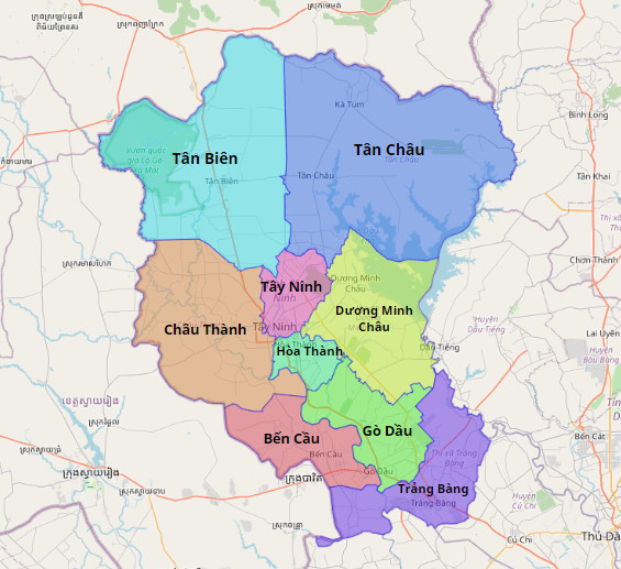 Bản đồ hành chính Tỉnh Tây Ninh