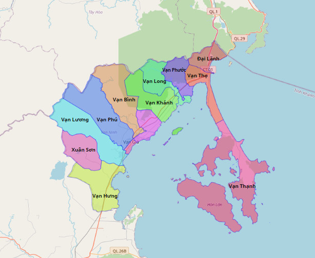 Bản đồ hành chính huyện Vạn Ninh