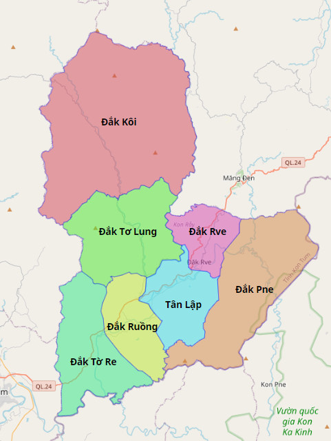 Bản đồ hành chính huyện Kon Rẫy