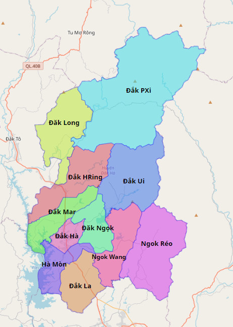 Bản đồ hành chính huyện Đắk Hà