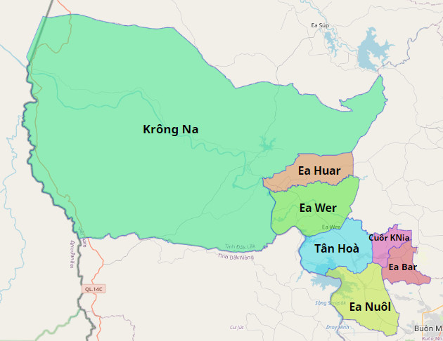 Bản đồ hành chính huyện Buôn Đôn
