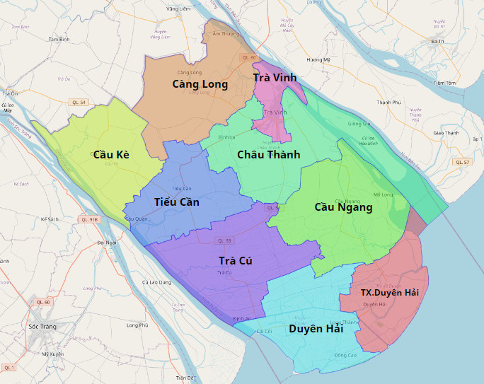 Bản đồ hành chính Tỉnh Trà Vinh