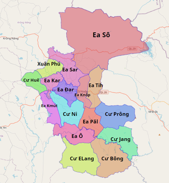 Bản đồ hành chính huyện Ea Kar