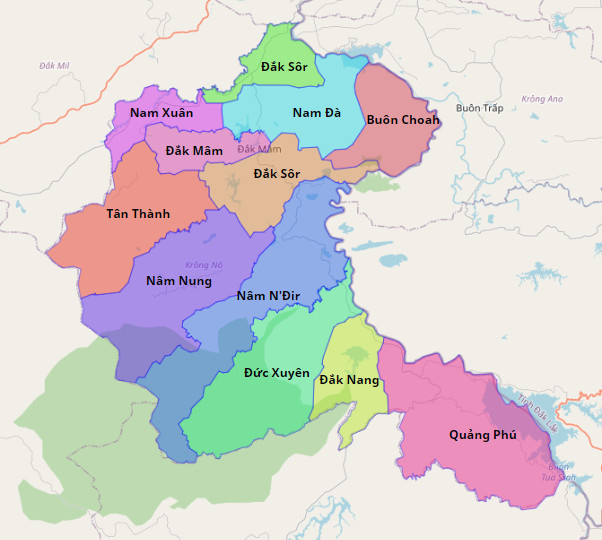Bản đồ hành chính huyện Krông Nô