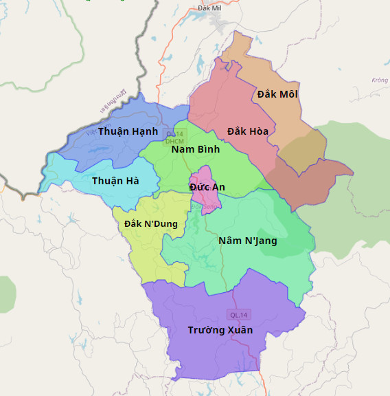 Bản đồ hành chính huyện Đắk Song