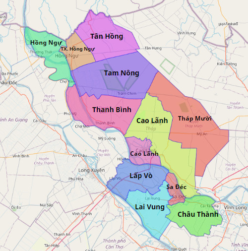 Bản đồ hành chính Tỉnh Đồng Tháp