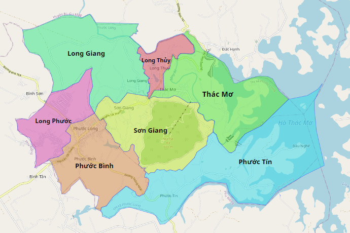 Bản đồ hành chính Thị xã Phước Long