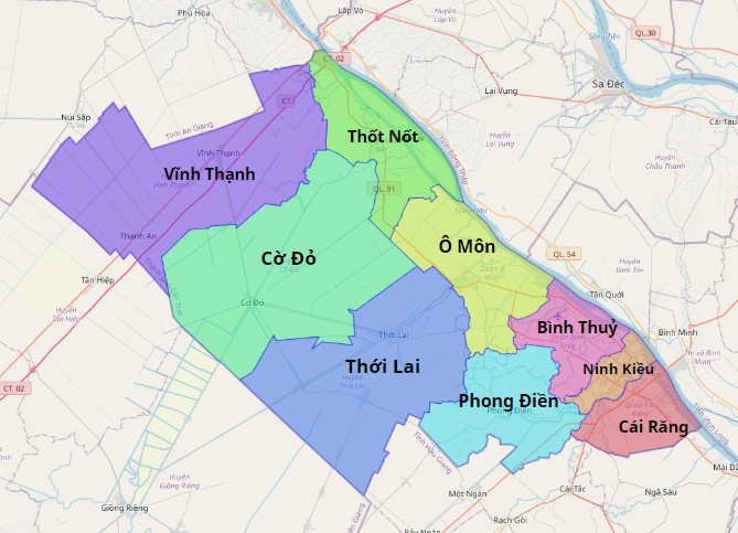 Bản đồ hành chính Thành phố Cần Thơ