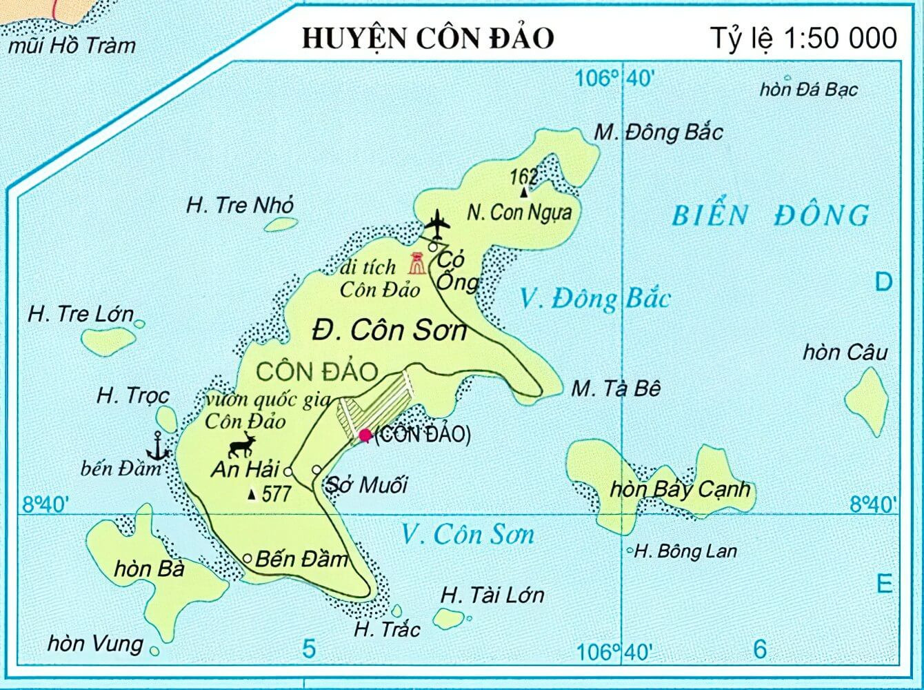 bản đồ hành chính huyện Côn Đảo