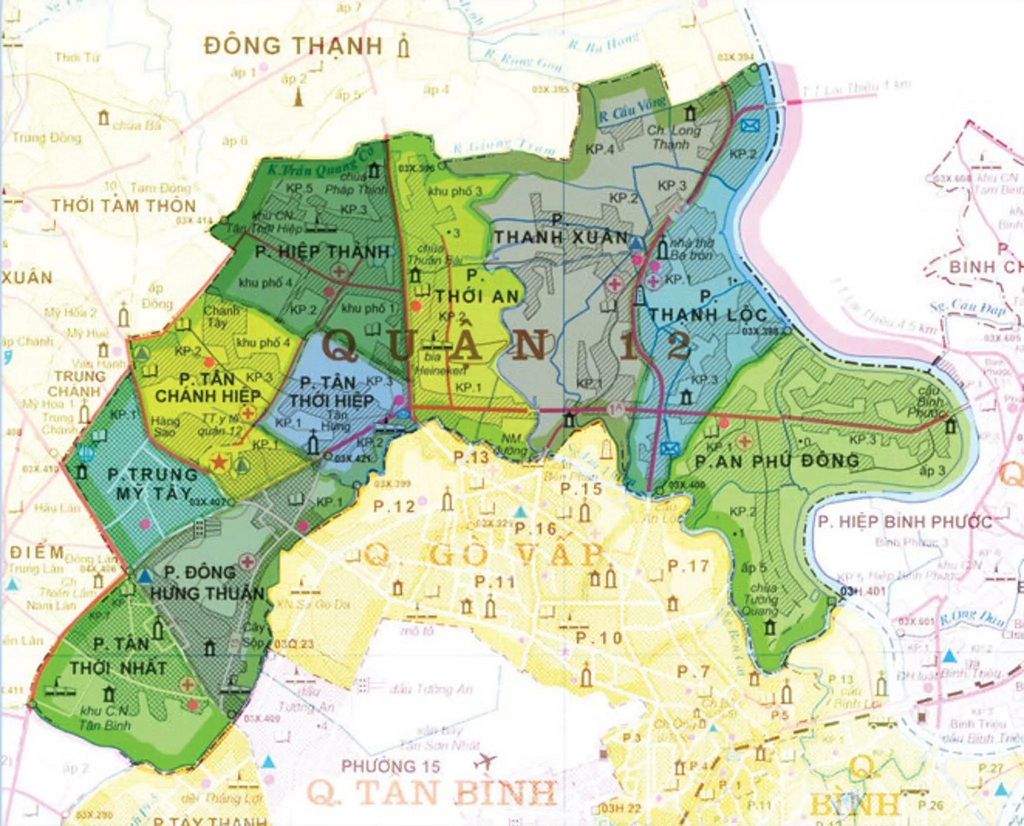 bản đồ hành chính quận 12