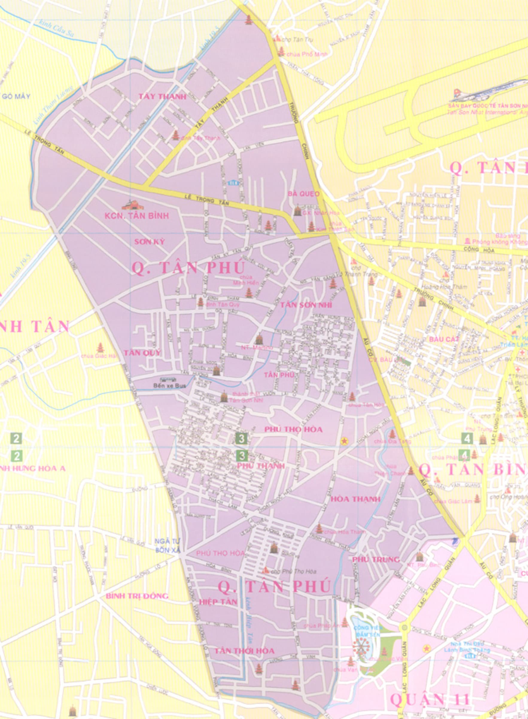 bản đồ hành chính quận tân phú