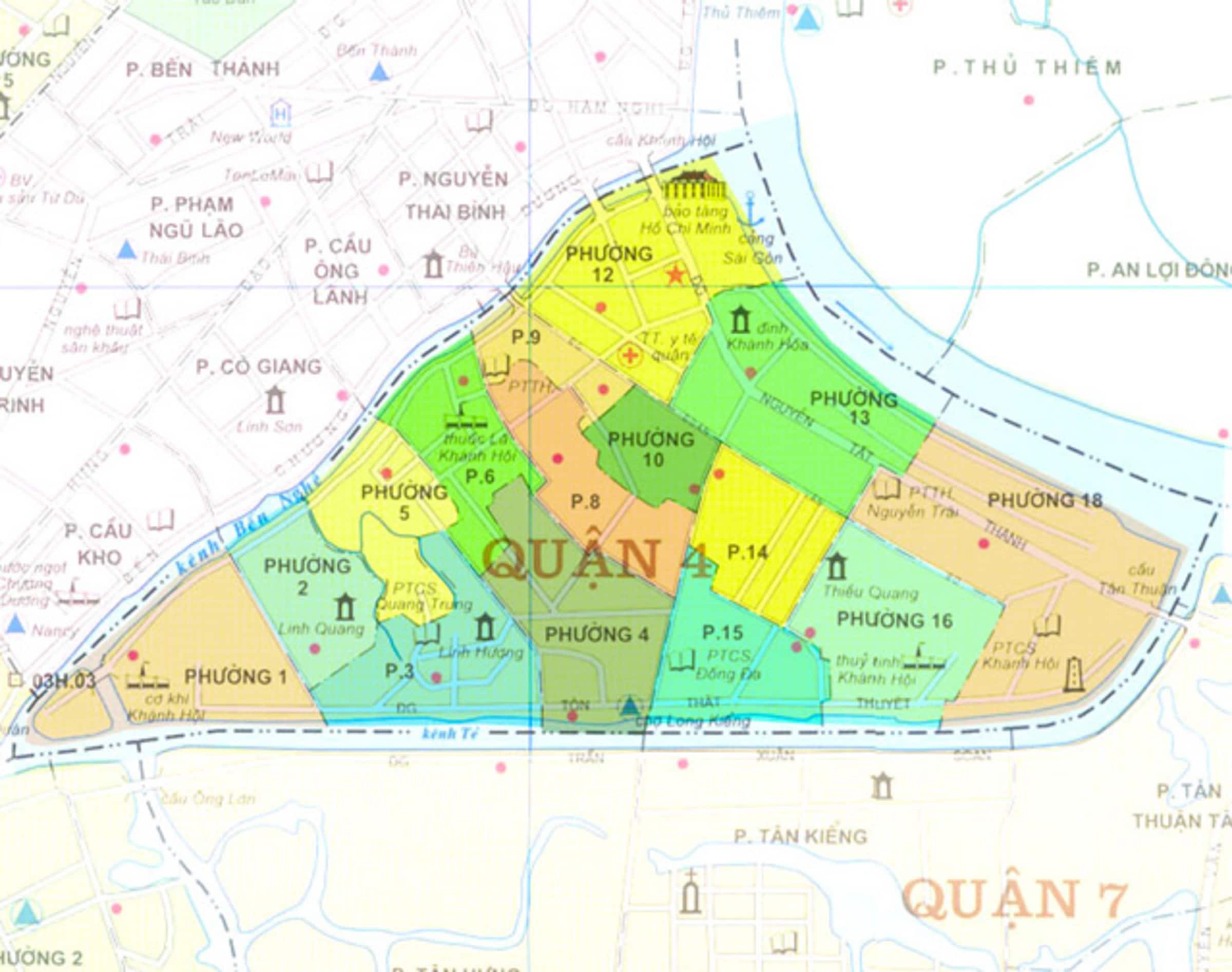 bản đồ hành chính quận 4