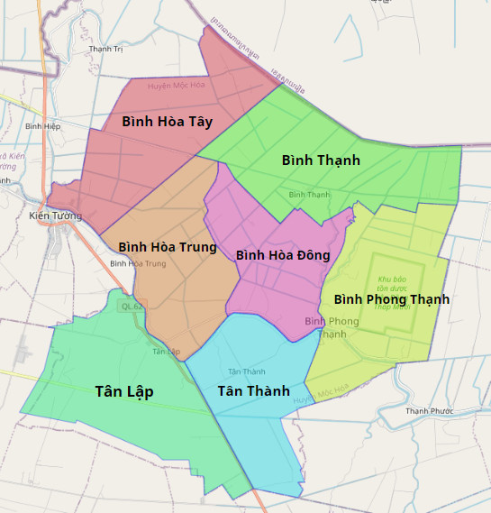 Bản đồ hành chính huyện Mộc Hóa