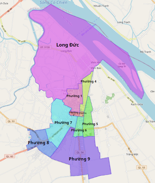 Bản đồ hành chính Thành phố Trà Vinh