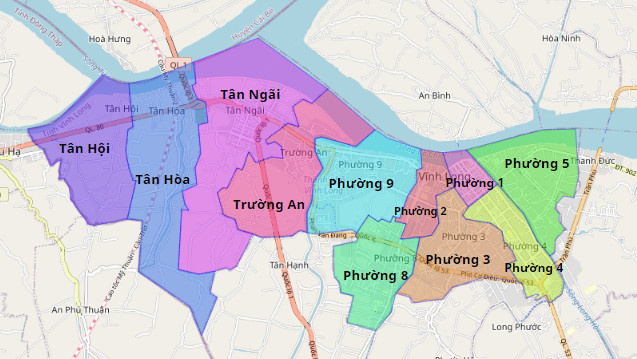 Bản đồ hành chính Thành phố Vĩnh Long
