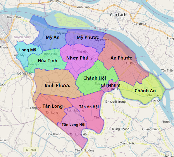 Bản đồ hành chính huyện Mang Thít