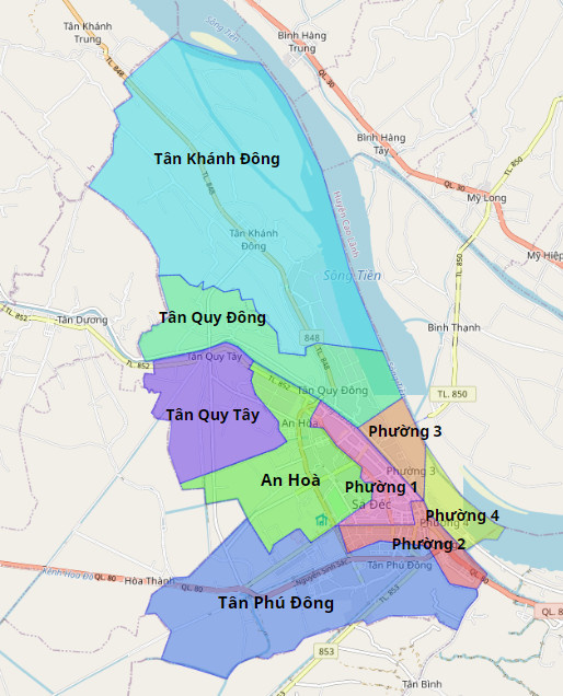 Bản đồ hành chính Thành phố Sa Đéc