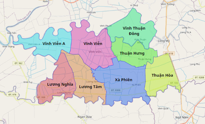 Bản đồ hành chính huyện Long Mỹ