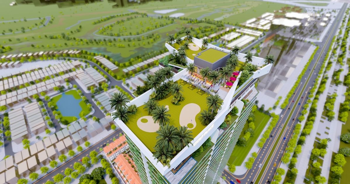 Phối cảnh sân tập golf của Vuaboss liên minh giải trí 1 thế giới Sunshine Golden River