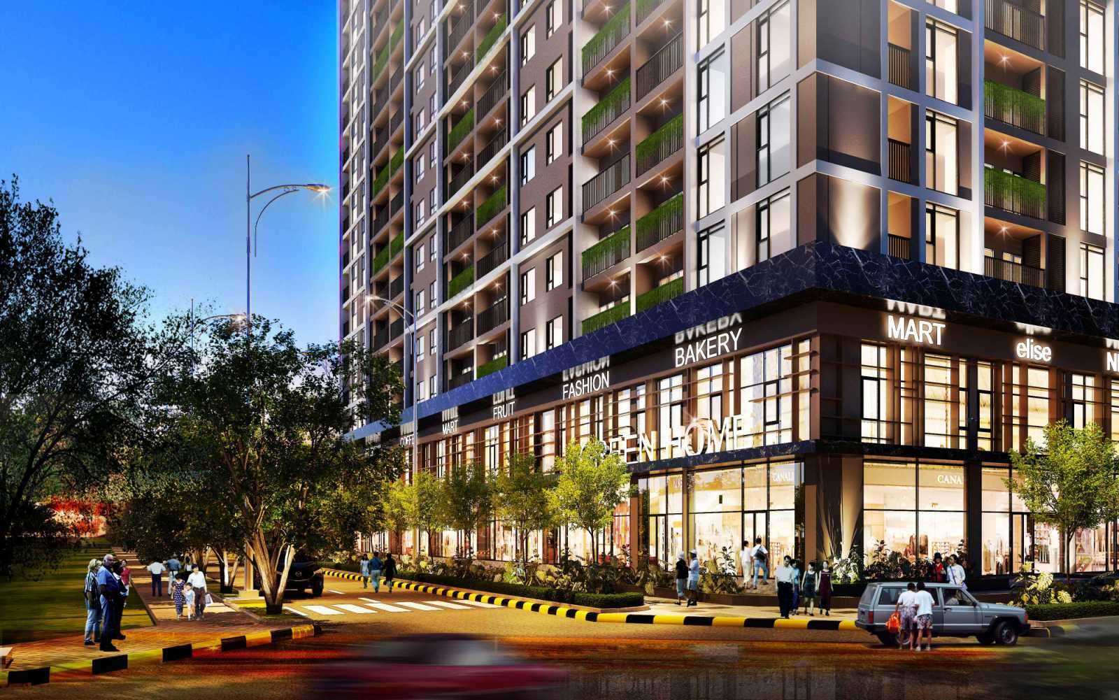 Phối cảnh trung tâm thương mại tại Phương Đông Green Home