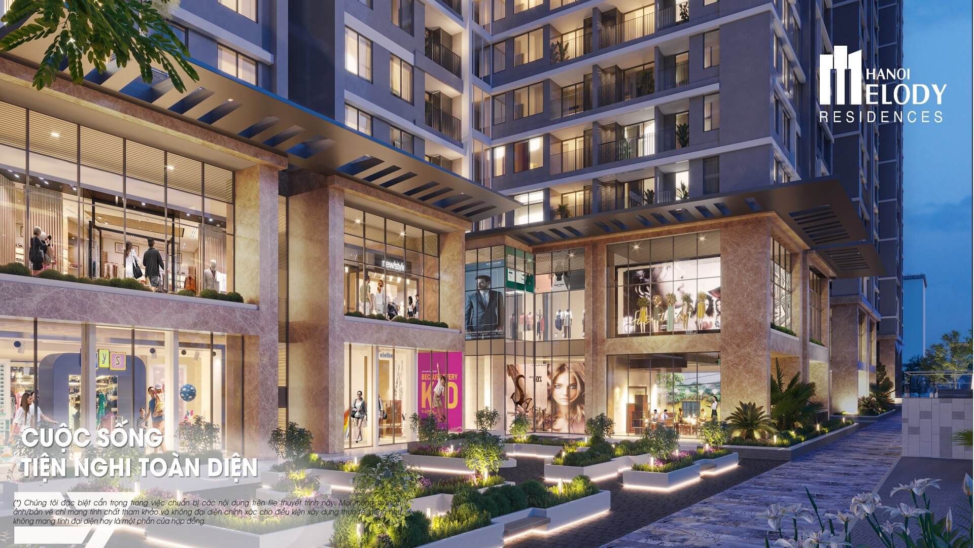 Phối cảnh khu trung tâm thương mại Vuaboss liên minh giải trí 1 thế giới Đăng nhập Vuaboss Hà Nội Melody Residences