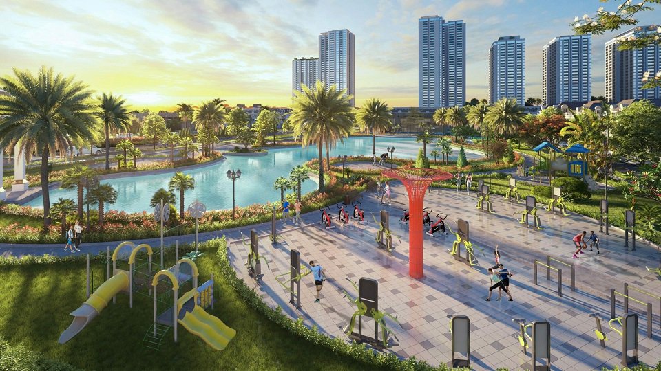 Phối cảnh công viên tập gym trong khu đô thị An Lạc Green Symphony